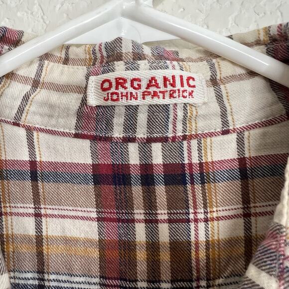 ORGANIC By John Patrick Tunic Button Down Shirt Dress Plaid Long Sleeve XS Ac22 - Picture 6 of 6